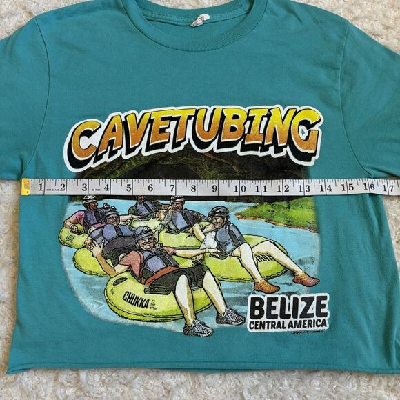 Vtg Made In Mexico Small Cavetubing Belize Central America Retro Cropped T Shirt - Picture 6 of 9